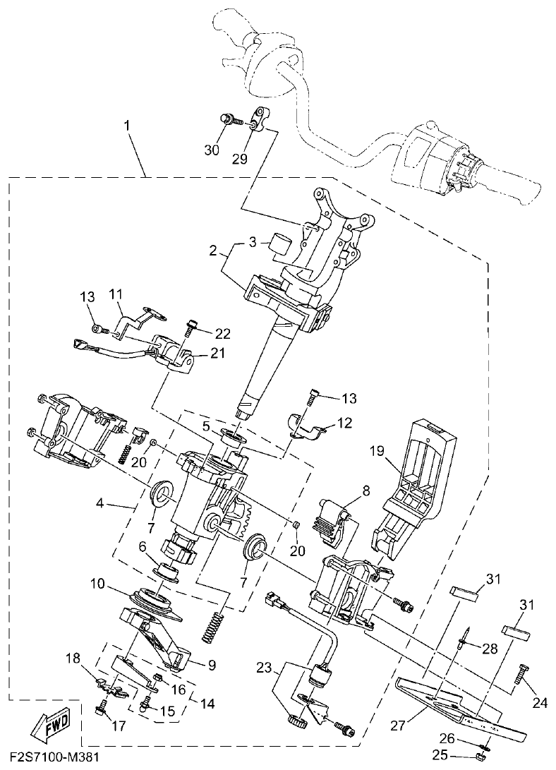 Yamaha FA1800A-M STEERING 2 parts diagram